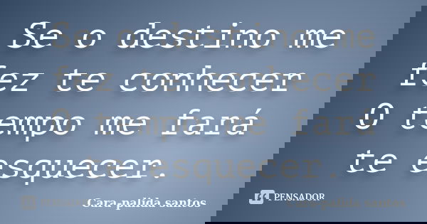 Se o destino me fez te conhecer O tempo me fará te esquecer.... Frase de Cara-palida santos.