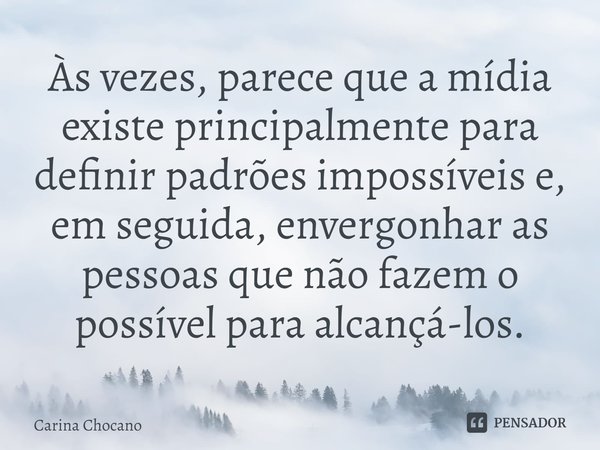 ⁠Às vezes, parece que a mídia existe principalmente para definir padrões impossíveis e, em seguida, envergonhar as pessoas que não fazem o possível para alcançá... Frase de Carina Chocano.