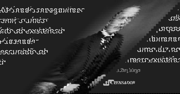 Até onde conseguimos discenir, o único propósito da existência humana é acender uma luz na escuridão da mera existência... Frase de Carl Jung.