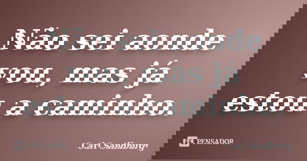 Não sei aonde vou, mas já estou a caminho.... Frase de Carl Sandburg.