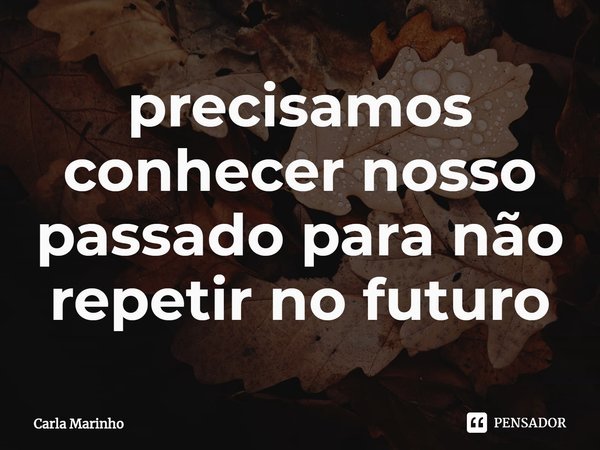 ⁠precisamos conhecer nosso passado para não repetir no futuro... Frase de Carla Marinho.