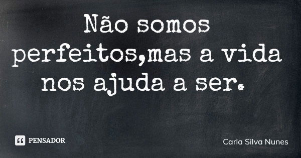 Não somos perfeitos,mas a vida nos ajuda a ser.... Frase de Carla Silva Nunes.