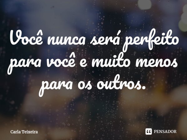 ⁠Você nunca será perfeito para você e muito menos para os outros.... Frase de Carla Teixeira.
