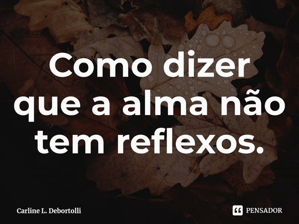 ⁠Como dizer que a alma não tem reflexos.... Frase de Carline L. Debortolli.