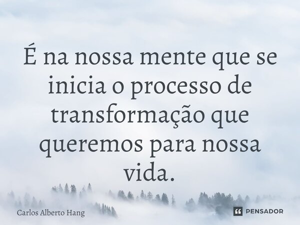 ⁠É na nossa mente que se inicia o processo de transformação que queremos para nossa vida.... Frase de Carlos Alberto Hang.