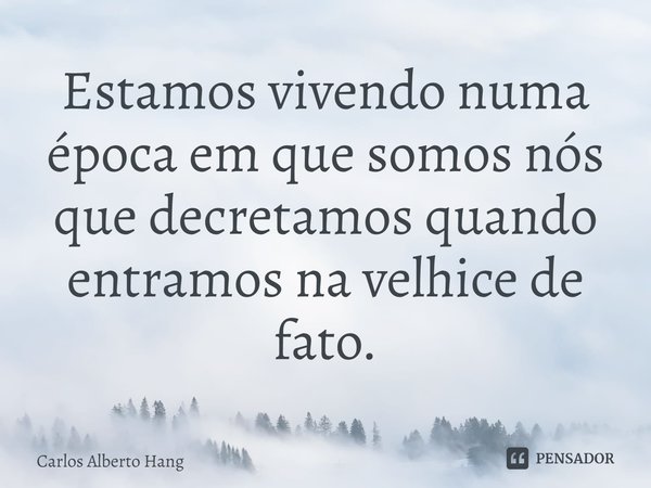 ⁠Estamos vivendo numa época em que somos nós que decretamos quando entramos na velhice de fato.... Frase de Carlos Alberto Hang.