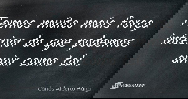 Temos muito mais força interior do que podemos anuir como tal.... Frase de Carlos Alberto Hang.
