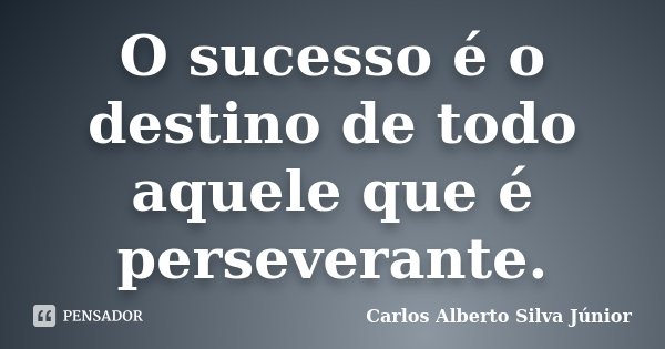 O sucesso é o destino de todo aquele que é perseverante.... Frase de Carlos Alberto Silva Júnior.