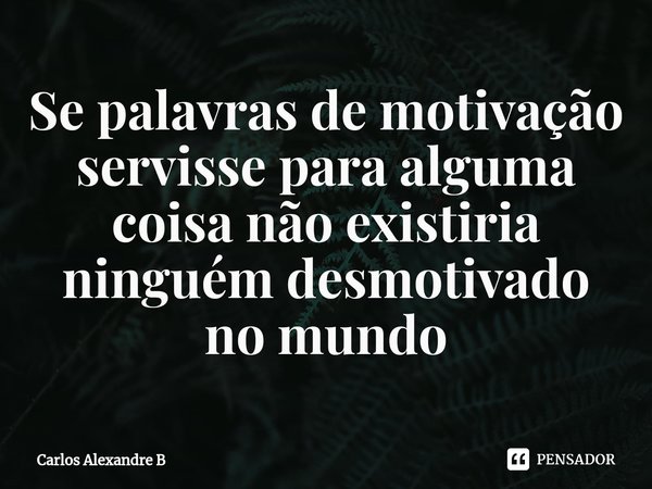 Se ⁠palavras de motivação servisse para alguma coisa não existiria ninguém desmotivado no mundo... Frase de Carlos Alexandre B.