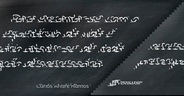 Para encantar-se com o espetáculo da vida é necessário abster-se de toda preocupação desnecessária.... Frase de Carlos André Ramos.
