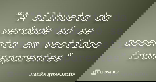 “A silhueta da verdade só se assenta em vestidos transparentes”... Frase de Carlos Ayres Britto.