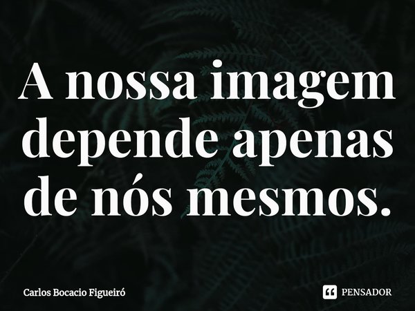 ⁠A nossa imagem depende apenas de nós mesmos.... Frase de Carlos Bocacio Figueiró.