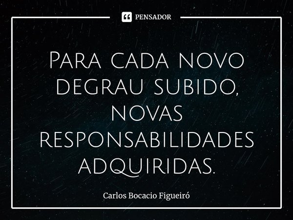 ⁠Para cada novo degrau subido, novas responsabilidades adquiridas.... Frase de Carlos Bocacio Figueiró.