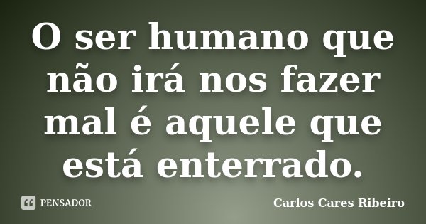 O ser humano que não irá nos fazer mal é aquele que está enterrado.... Frase de Carlos Cares Ribeiro.