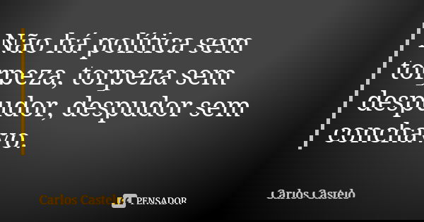 Não há política sem torpeza, torpeza sem despudor, despudor sem conchavo.... Frase de Carlos Castelo.