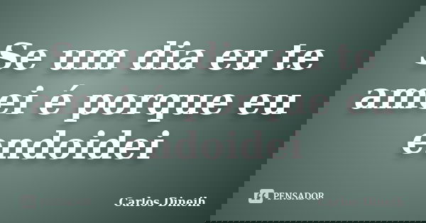 Se um dia eu te amei é porque eu endoidei... Frase de Carlos Dineih.