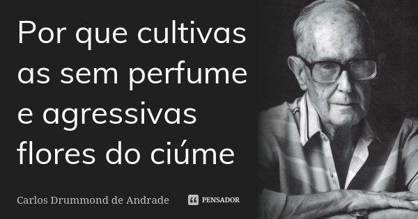 Por que cultivas as sem perfume e agressivas flores do ciúme... Frase de Carlos Drummond de Andrade.