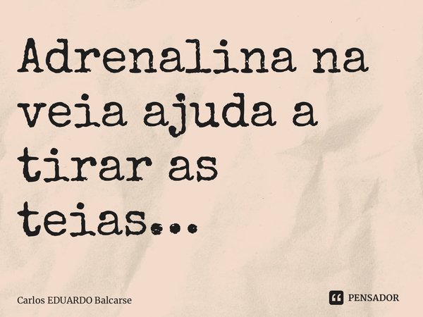 ⁠Adrenalina na veia ajuda a tirar as teias…... Frase de Carlos EDUARDO Balcarse.