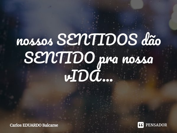⁠
nossos SENTIDOS dão SENTIDO pra nossa vIDA...... Frase de Carlos EDUARDO Balcarse.