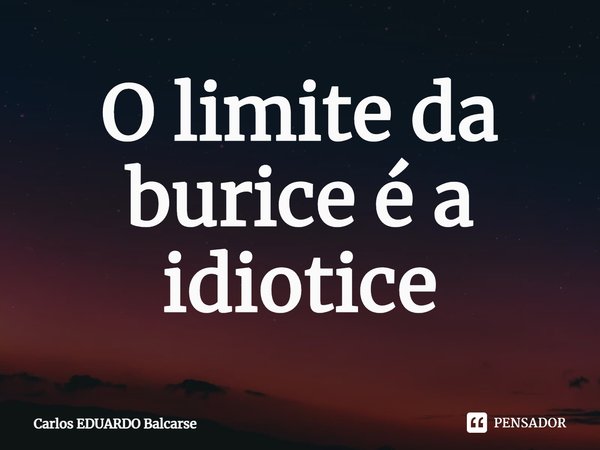 ⁠O limite da burrice é a idiotice... Frase de Carlos EDUARDO Balcarse.