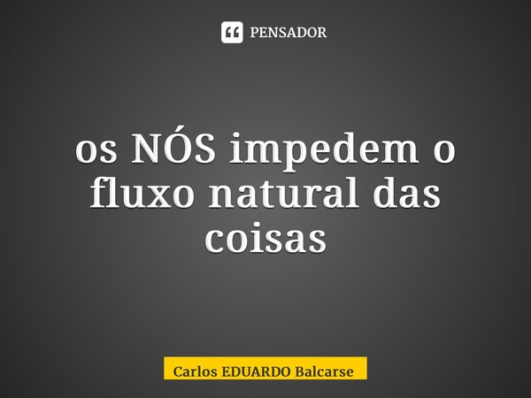 ⁠os NÓS impedem o fluxo natural das coisas…... Frase de Carlos EDUARDO Balcarse.