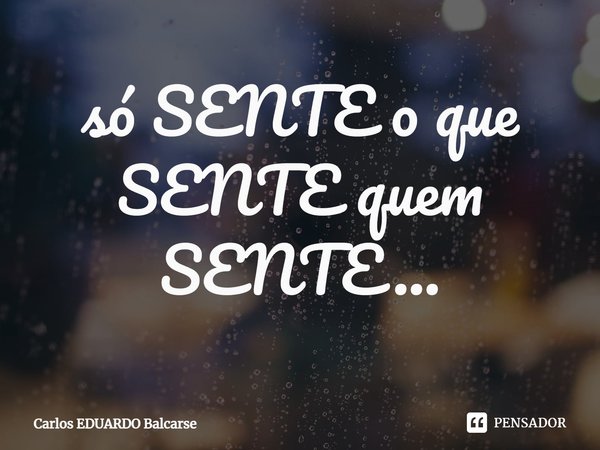 ⁠só SENTE o que SENTE quem SENTE...... Frase de Carlos EDUARDO Balcarse.