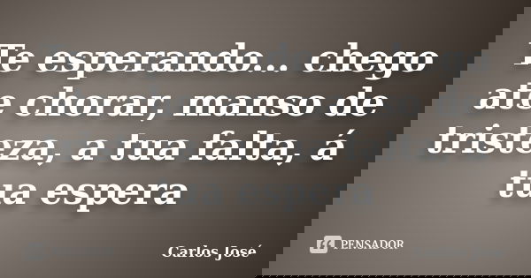 Te esperando... chego ate chorar, manso de tristeza, a tua falta, á tua espera... Frase de Carlos jose.