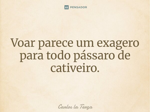 Voar parece um exagero para todo pássaro de cativeiro.... Frase de Carlos la Terza.