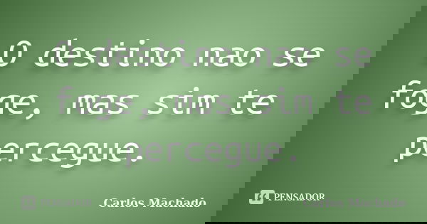 O destino nao se foge, mas sim te percegue.... Frase de carlos machado.