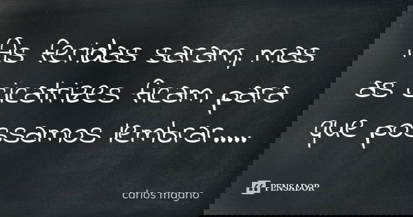 As feridas saram, mas as cicatrizes ficam para que possamos lembrar........ Frase de Carlos Magno.
