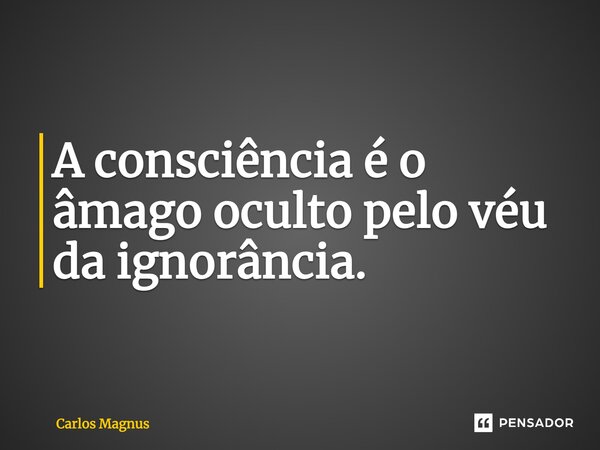 ⁠A consciência é o âmago oculto pelo véu da ignorância.... Frase de Carlos Magnus.