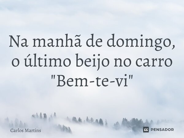⁠Na manhã de domingo, o último beijo no carro "Bem-te-vi"... Frase de Carlos Martins.