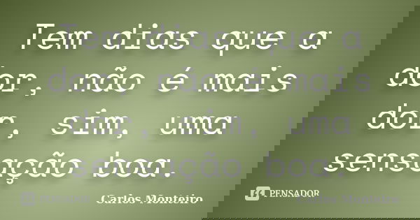 Tem dias que a dor, não é mais dor, sim, uma sensação boa.... Frase de Carlos Monteiro.