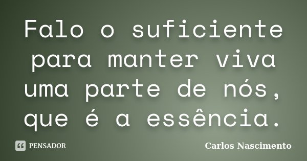 Falo o suficiente para manter viva uma parte de nós, que é a essência.... Frase de Carlos Nascimento.