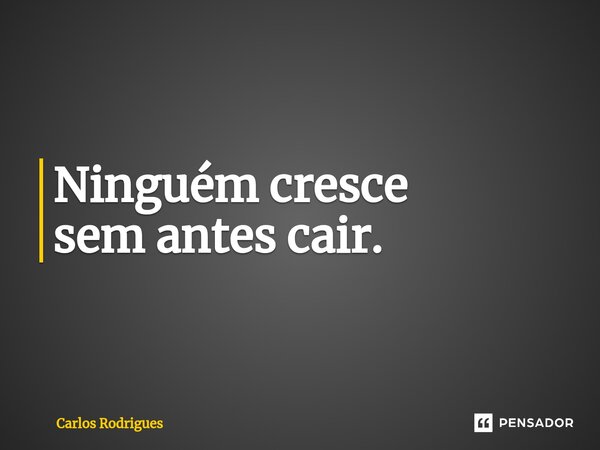 ⁠Ninguém cresce sem antes cair.... Frase de Carlos Rodrigues.