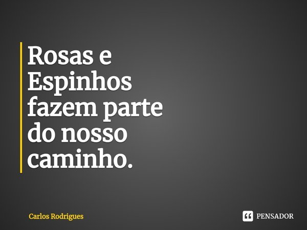 ⁠Rosas e Espinhos fazem parte do nosso caminho.... Frase de Carlos Rodrigues.