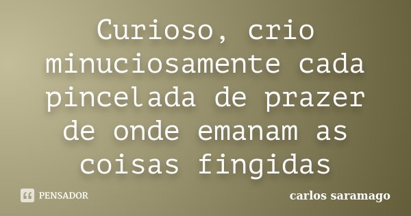 Curioso, crio minuciosamente cada pincelada de prazer de onde emanam as coisas fingidas... Frase de Carlos Saramago.