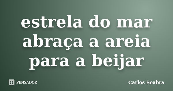 estrela do mar
abraça a areia
para a beijar... Frase de Carlos Seabra.