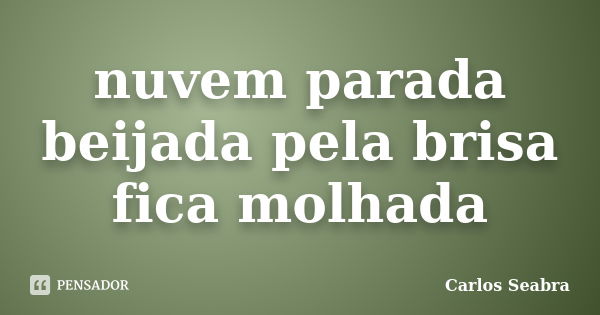 nuvem parada
beijada pela brisa
fica molhada... Frase de Carlos Seabra.