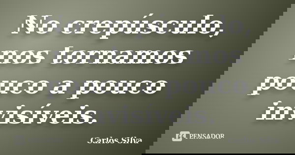 No crepúsculo, nos tornamos pouco a pouco invisíveis.... Frase de Carlos Silva.