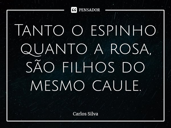 ⁠Tanto o espinho quanto a rosa, são filhos do mesmo caule.... Frase de Carlos Silva.