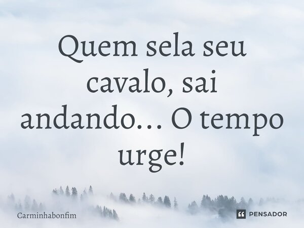 ⁠Quem sela seu cavalo, sai andando... O tempo urge!... Frase de Carminhabonfim.