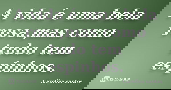 A vida é uma bela rosa,mas como tudo tem espinhos.... Frase de Carolina santos.