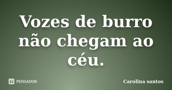 Vozes de burro não chegam ao céu.... Frase de Carolina santos.