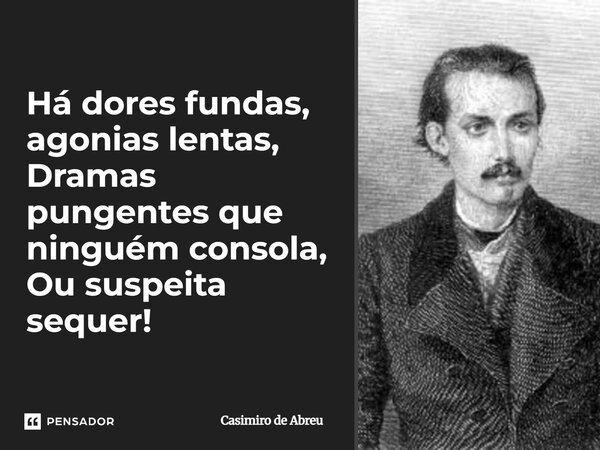Há dores fundas, agonias lentas, Dramas pungentes que ninguém consola, Ou suspeita sequer!... Frase de Casimiro de Abreu.