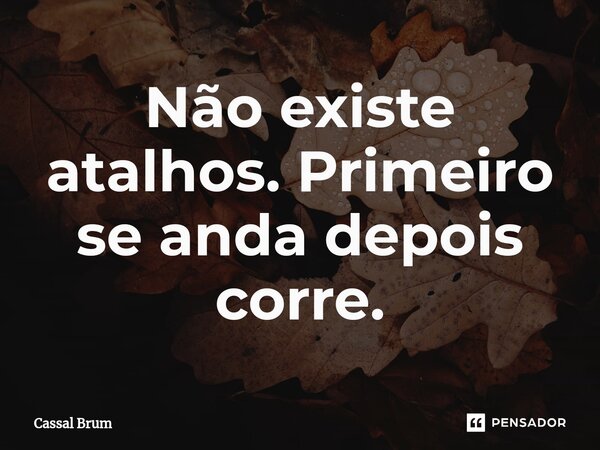 ⁠Não existe atalhos. Primeiro se anda depois corre.... Frase de Cassal brum.