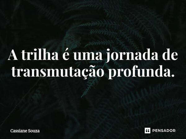 A trilha é uma jornada de transmutação profunda.... Frase de Cassiane Souza.