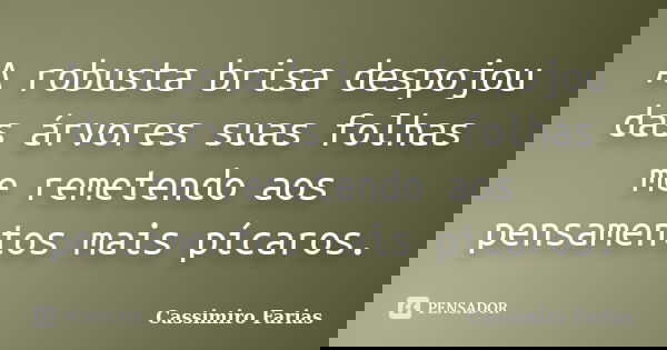 A robusta brisa despojou das árvores suas folhas me remetendo aos pensamentos mais pícaros.... Frase de Cassimiro Farias.
