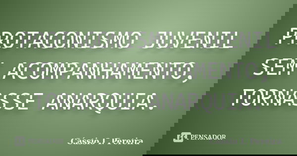 PROTAGONISMO JUVENIL SEM ACOMPANHAMENTO, TORNASSE ANARQUIA.... Frase de Cássio I. Pereira.