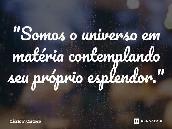 ⁠"Somos o universo em matéria contemplando seu próprio esplendor."... Frase de cassio.